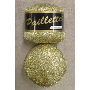 Garn med palietter i guld - P:2½-4 - Garn med glimmer/lurex & palietter