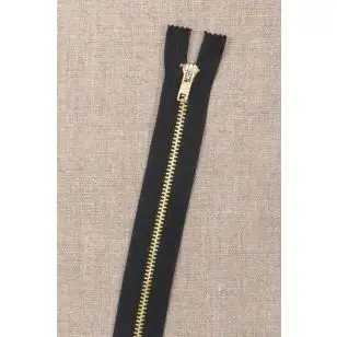 20 cm. metal lynlås i sort og guld - Tilbud lynlåse