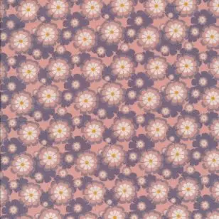 Afklip Patchwork stof med blomster i rosa, babylyserød og grå-lyng 50x55 cm. - Afklip patchwork