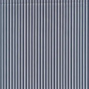 Bomuld med smalle striber i hvid og marine - Stribet bomuld