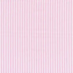 Bomuld med smalle striber i hvid og babylyserød - Stribet bomuld