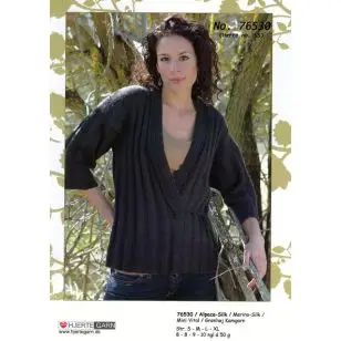 76530 Kimono-jakke m/hækletkant - Pind 3-3½