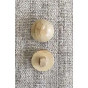 Rund knap i oliventræ, 15 mm. - Træ- og Horn-knapper