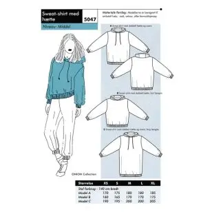 Onion 5047 Sweat-shirt med hætte - Snitmønstre Onion til voksne