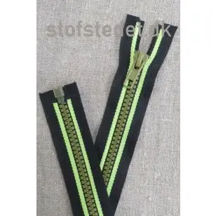 50 cm. delbar lynlås plast sort/lime - Lynlåse delbare