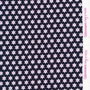 Bomulds jersey økotex i støvet blå med stjerner - Gütermann - Tilbud metervare