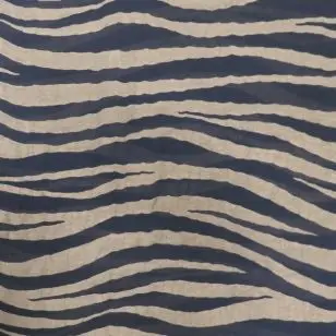 Rest Chiffon med zebra streger i marine og mørk sand, 49-85 cm. - Stof rester