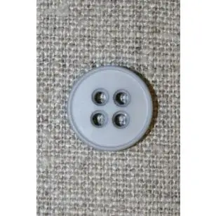 Lysegrå 4-huls knap, 15 mm. - Knapper Hvid, grå og sort