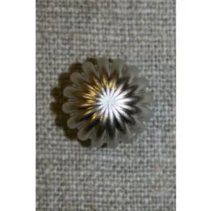 Knap rund m/riller, sølv 15 mm. - Guld-, sølv- og metalknapper