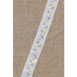 Blankt bånd i hvid med giraffer - Børnebånd