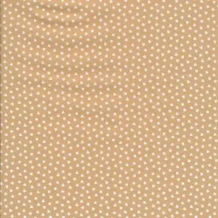 Bomuld i beige med små hvide hjerter - 