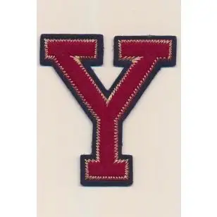 Y - Bogstaver til påstrygning i mørk rød og marine, 75 mm. - Motiver med bogstaver og tal