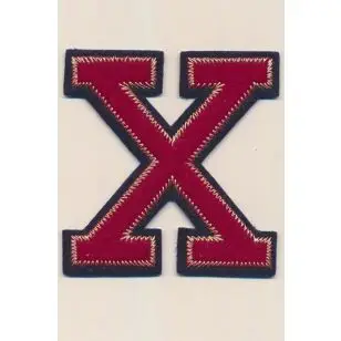 X - Bogstaver til påstrygning i mørk rød og marine, 75 mm. - Motiver med bogstaver og tal