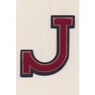 J - Bogstaver til påstrygning i mørk rød og marine, 75 mm. - Motiver med bogstaver og tal