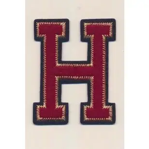 H- Bogstaver til påstrygning i mørk rød og marine, 75 mm. - 