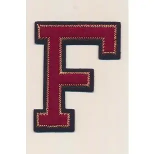 F- Bogstaver til påstrygning i mørk rød og marine, 75 mm. - Motiver med bogstaver og tal
