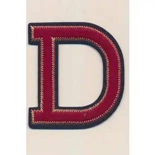 D- Bogstaver til påstrygning i mørk rød og marine, 75 mm. - Motiver med bogstaver og tal