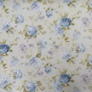 Bomuld/polyester i sart lysegrøn med blomster, 280 cm. - Gardinstof / Dugstof