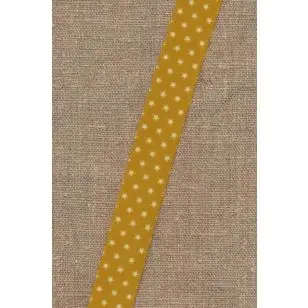 Foldeelastik med stjerner i støvet carry og hvid - Foldeelastik, foldebånd, uldbånd