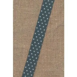 Foldeelastik med stjerner i støvet flaskegrøn og hvid - Foldeelastik, foldebånd, uldbånd