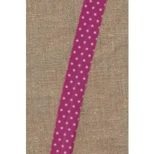 Foldeelastik med stjerner i støvet pink og hvid - Foldeelastik, foldebånd, uldbånd