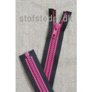 30 cm. delbar lynlås plast sort/pink - Delbare lynlåse 15-40 cm.