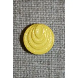 Gul knap m/cirkel-mønster, 13 mm. - Knapper Grøn, gul og orange