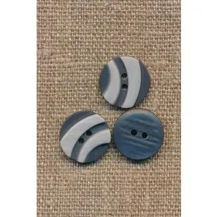 2-farvet 2-huls Knap i grå og lysegrå 15 mm. - Knapper Hvid, grå og sort