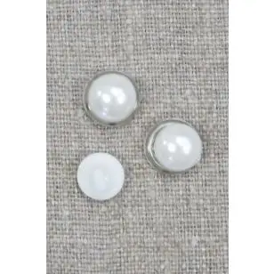 Rund knap i perlemorslook, 11 mm. - Knapper Hvid, grå og sort