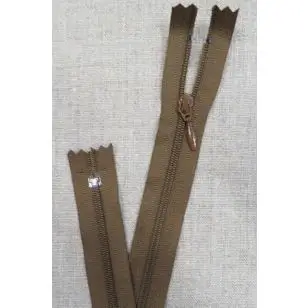 55 cm. lynlås/kjolelynlås nøddebrun med dråbe vedhæng - YKK - Lynlåse fast / Ikke delbar