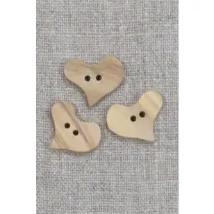 Hjerte knap i oliventræ, 20 mm. - Børneknapper