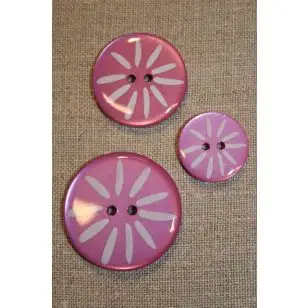 Knap m/hvide streger, lilla 28 mm - Tilbud knapper