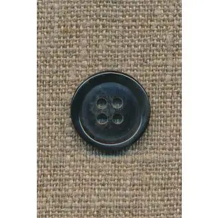 4-huls knap mørkeblå meleret, 18 mm. - Knapper Blå, turkis og petrol