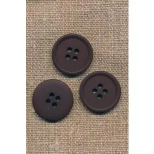 4-huls knap i mørkebrun, 20 mm. - 