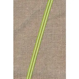 Smalt bånd stribet i lime, grøn og hvid 8 mm. - Gjordbånd, bændel og sportsbånd