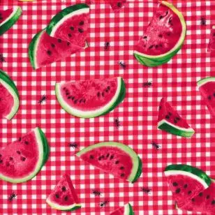 Afklip Patchwork stof ternet med vandmelon, 50x55 cm. - 