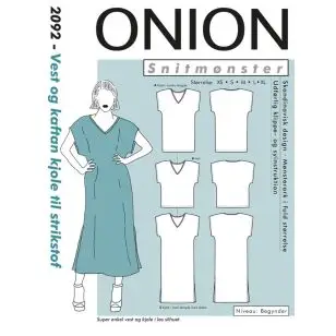 Onion 2092 -Vest og kaftan kjole til strikstof - Snitmønstre Onion til voksne