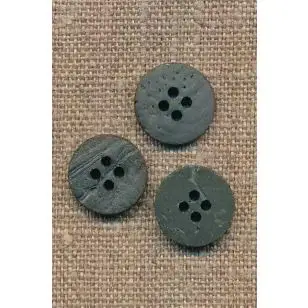 Kokos knap i støvet mørk grøn 15 mm. - Træ- og Horn-knapper