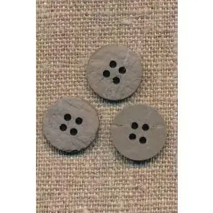 Kokos knap i grå-brun 15 mm. - Træ- og Horn-knapper
