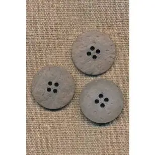 Kokos knap i grå-brun 25 mm. - Træ- og Horn-knapper