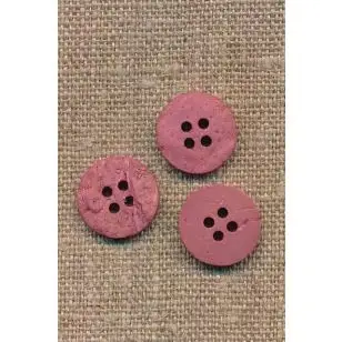 Kokos knap i støvet rosa 15 mm. - Træ- og Horn-knapper