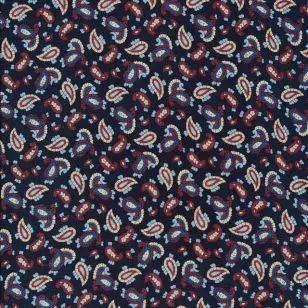 Chiffon i mørkeblå med lille paisley/sjalsmønster - Chiffon