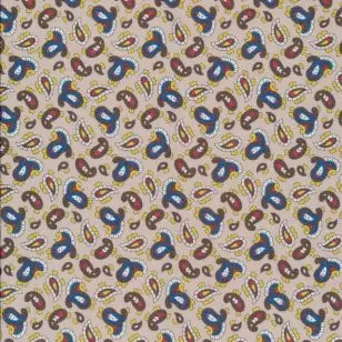 Chiffon i sand med lille paisley/sjalsmønster - Chiffon