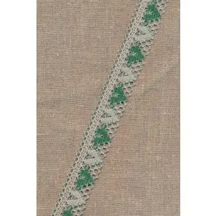 Bomulds-blonde m/hjerter 28 mm. sand/grøn - Fast blonde