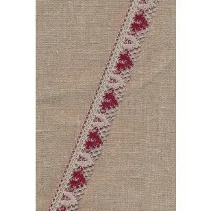 Bomulds-blonde m/hjerter 28 mm. sand/ mørk rød - Fast blonde