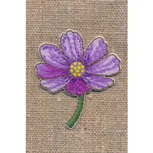 Strygemærke med blomst på stilk i lilla - Blomster, stjerner og sløjfer