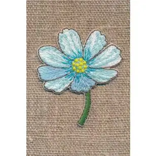 Strygemærke med blomst på stilk i lys turkis - Blomster, stjerner og sløjfer