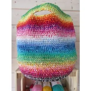 Hæklet taske i rester med taskebund i nappa - Inspiration