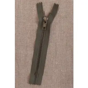 15 cm. metal lynlås i army - Lynlåse fast / Ikke delbar