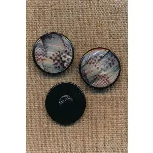 Rund knap i sand med dyreprint i brun - Knapper Brun, beige og off-white